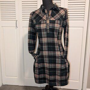 Papillon Women's Long Plaid Soft Jersey fitted top size S